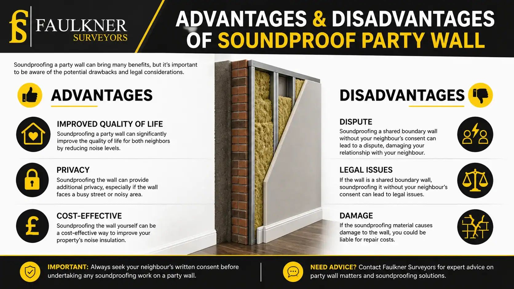 Can you soundproof a Party wall? 2 Advantages and Disadvantages of Soundproof Party Wall Watford