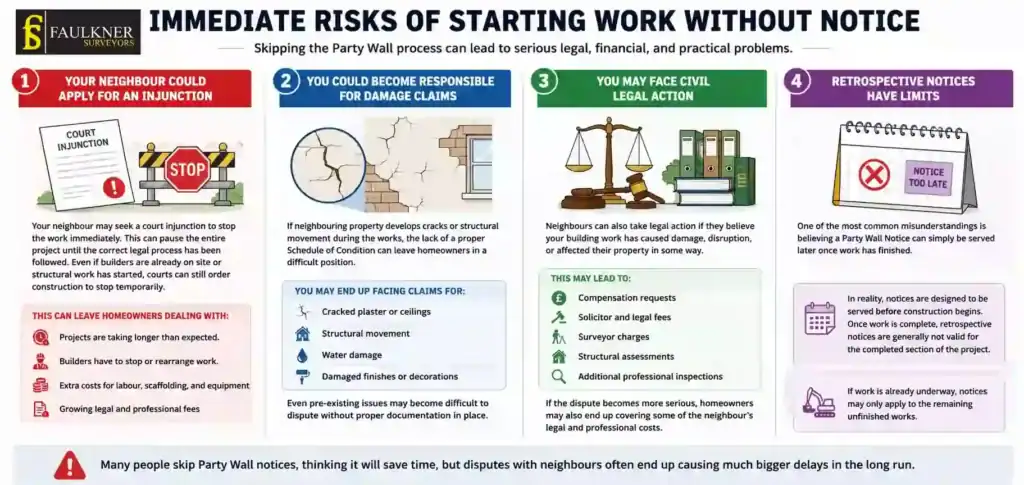 What Happens If You Start Work Without a Party Wall Notice? 1 Immediate Risks of Starting Work Without Party Wall Notice Watford